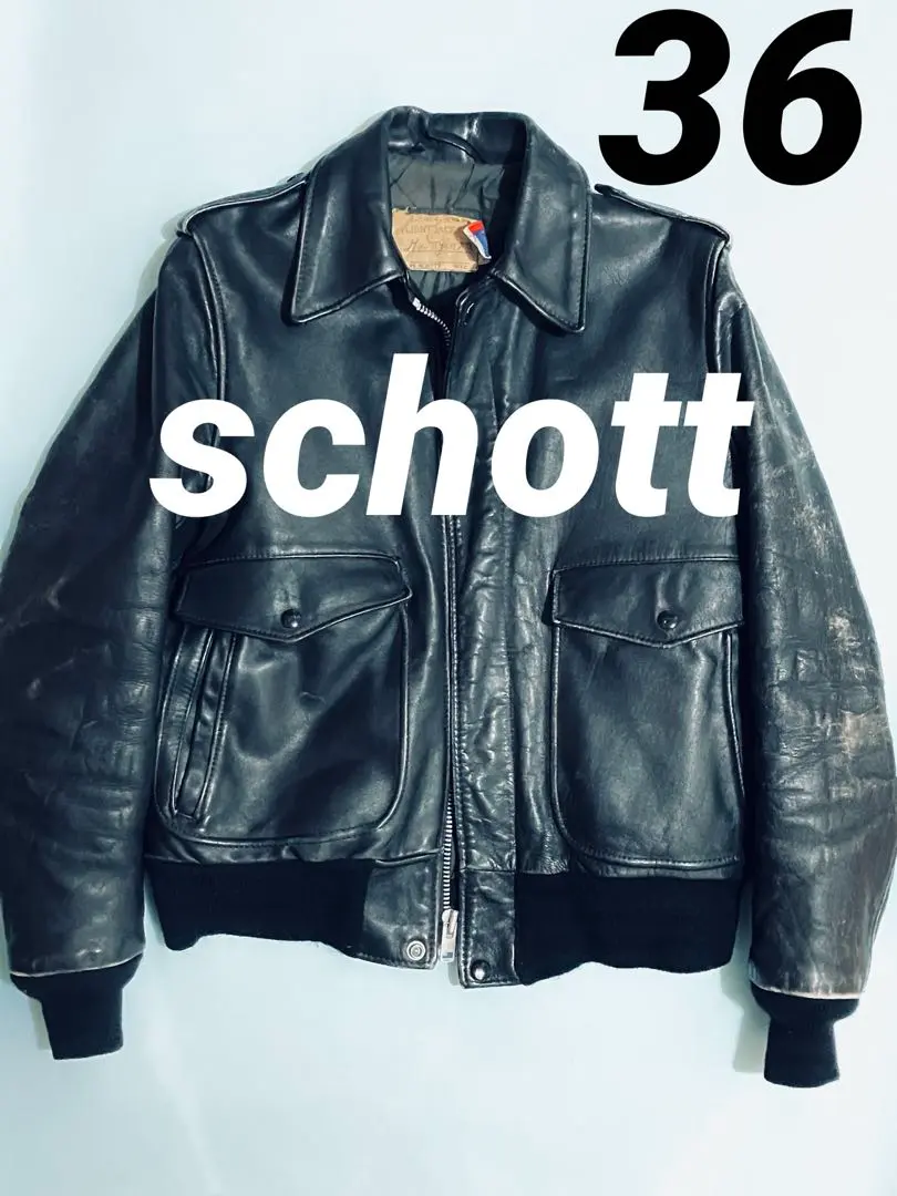 美品/希少✨schott フライトジャケット　MA-1 刺繍　ブラック　L schott - 【希少】Schott ショット スター刺繍 スカジャン