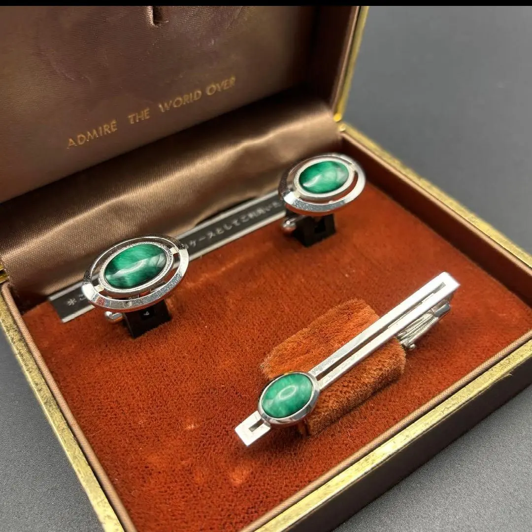 Thumbnail of Greenstone Tie Clip and Cufflink Set