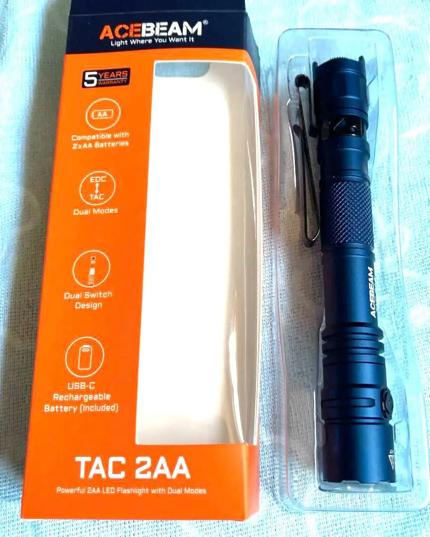 ACEBEAM TAC 2AAと、SHADOW- HAWK2本(ほぼ未使用) ACEBEAM TAC 2AA EDC Tactical Dual Modes Flashlight