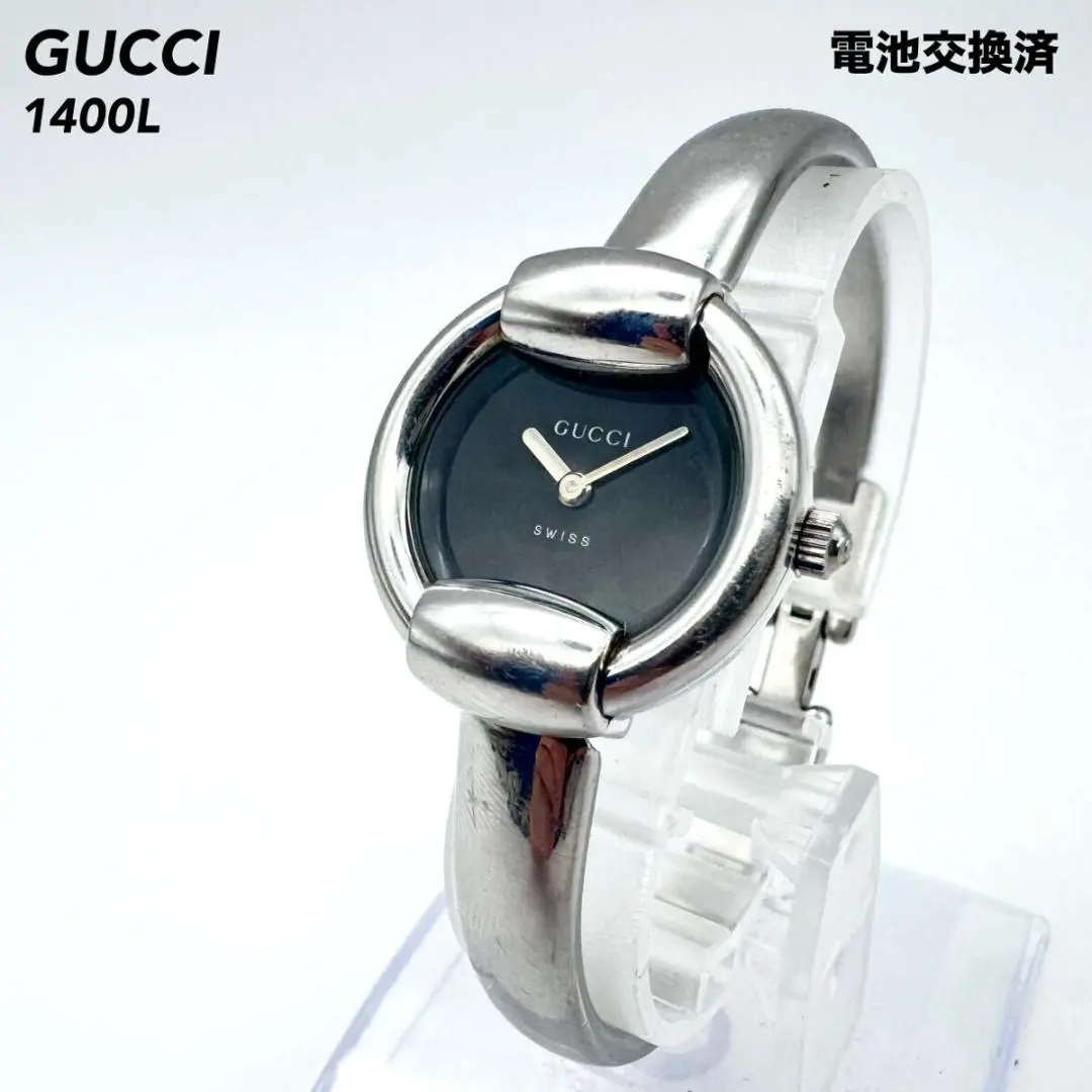 極美品 已更換電池 Gucci 1400L 手鐲腕錶 石英 銀色 的縮圖