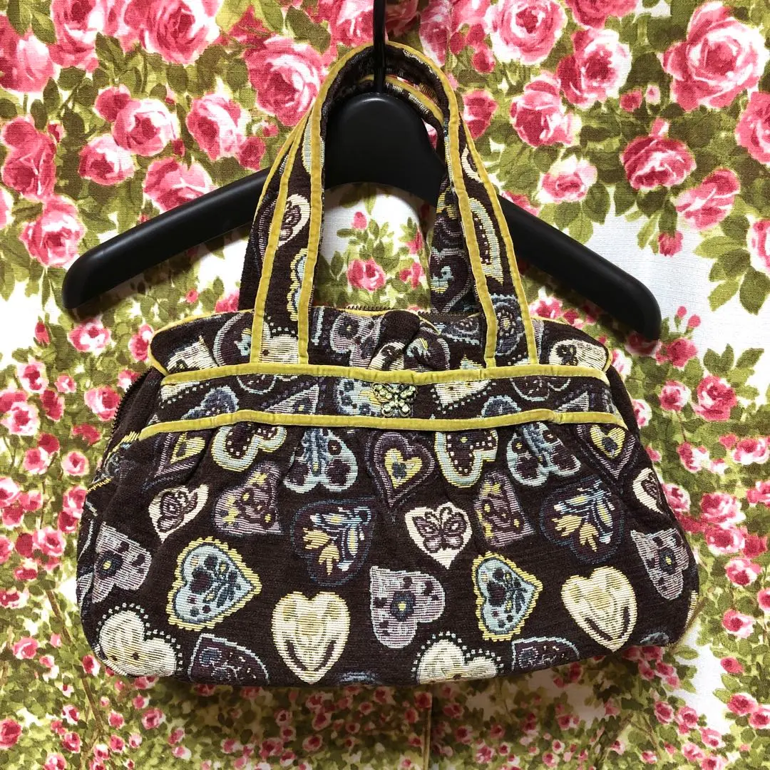 【希少】美品 ANNA SUI ハンドバッグ 2way がま口 ゴブラン織 紫 希少】美品 ANNA SUI ハンドバッグ 2way がま口 ゴブラン織 紫