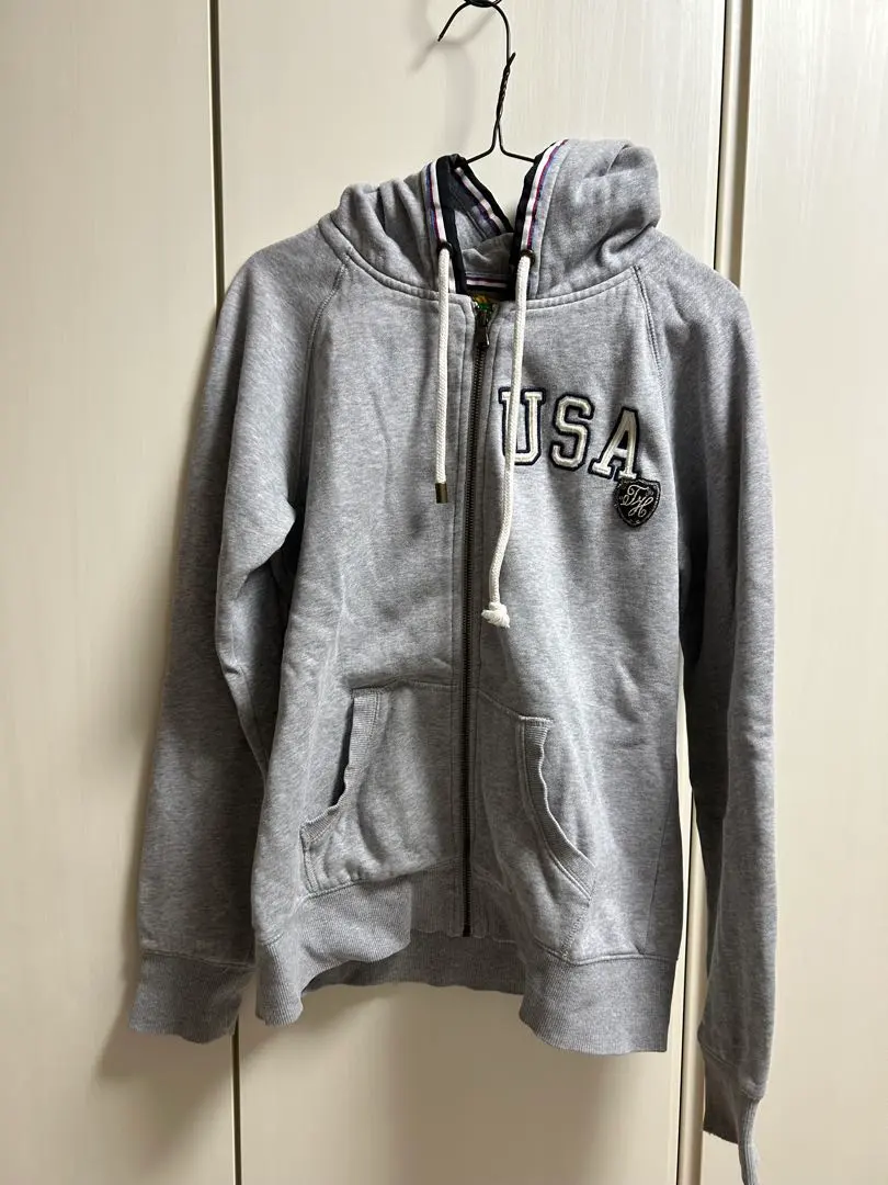 Thumbnail of TOMMY HILFIGER Logo Embroidered Gray Full-Zip Hoodie
