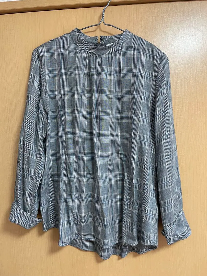 Thumbnail of Alpha Cubic Checkered Blouse Stand Collar Folded Sleeves Size 9