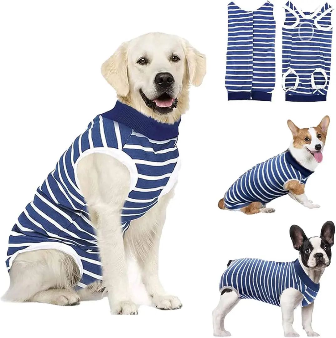 ⭐︎ 犬用 手術後服 犬術後衣 術後保護服 藍色 L 的縮圖