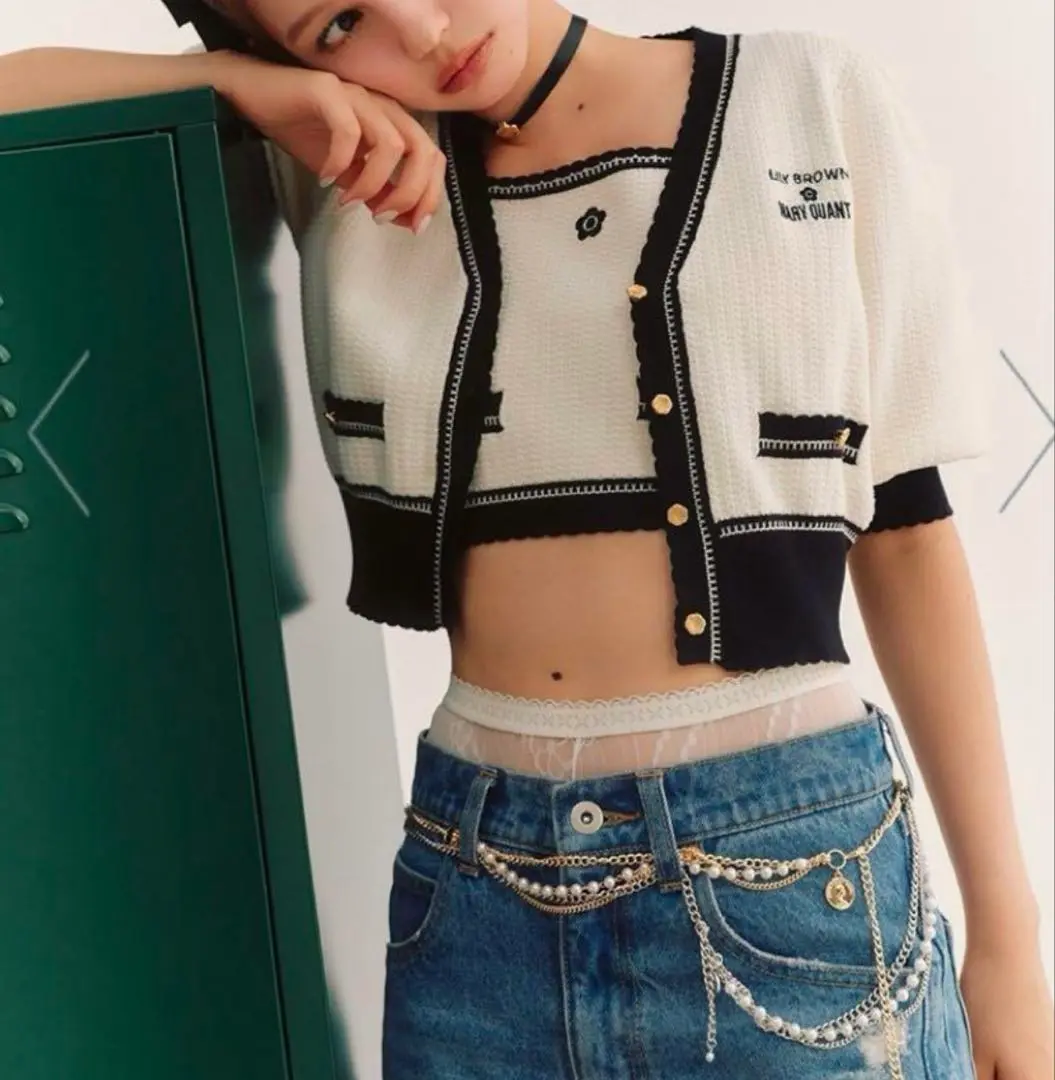 【LILY BROWN×MARY QUANT】クロップドニットカーディガン LILY BROWN×MARY QUANT】クロップドニットカーディガン - メルカリ