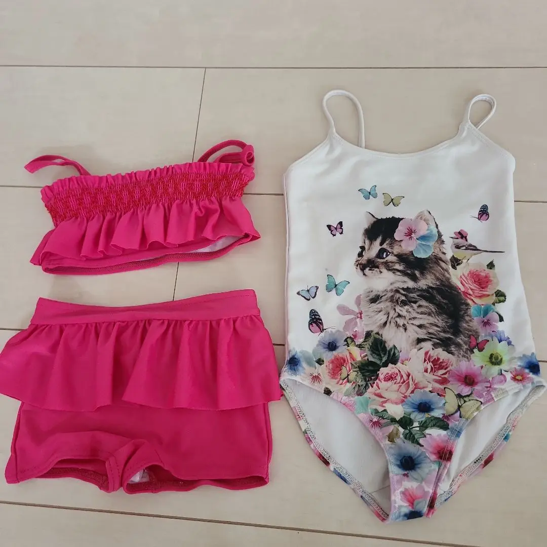Thumbnail of Cat and Butterfly Print Swimsuit Set