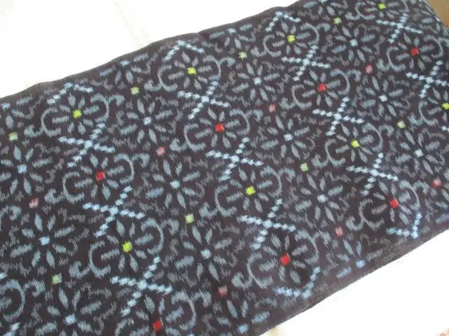Thumbnail of 5O05-C Old Cloth Indigo Dye Kurume Kasuri Scrap Cotton 35 x 85cm 2 pieces