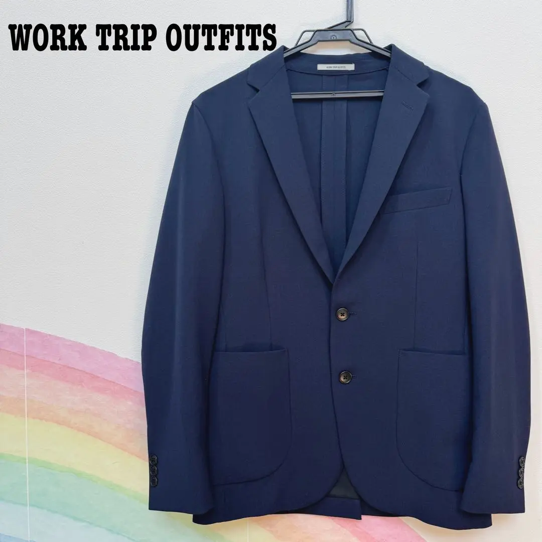 WORK TRIP OUTFITS スーツ　セットアップ　トラベル　ネイビー　S WORK TRIP OUTFITS GREEN LABEL RELAXING（ワークトリップアウト