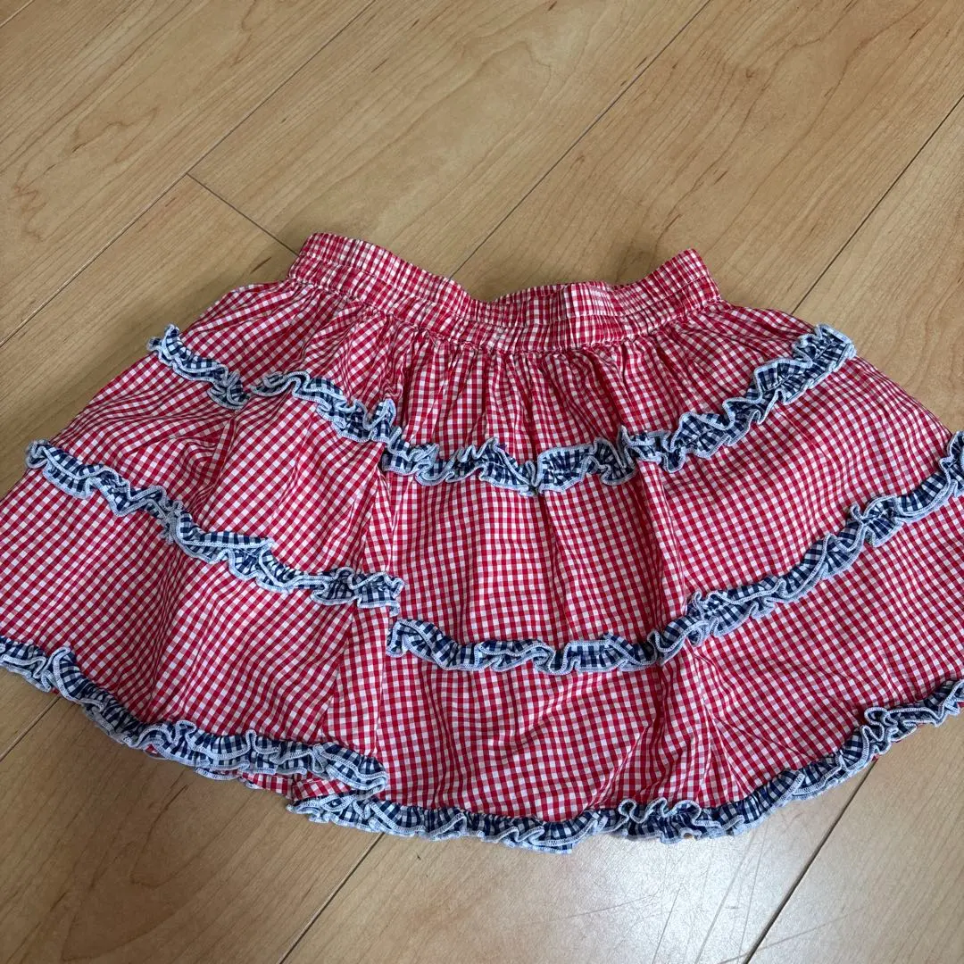 Thumbnail of Red gingham check skirt, 120cm