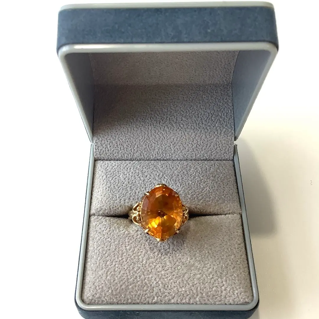 古董★大顆黃玉K18戒指★13號 的縮圖