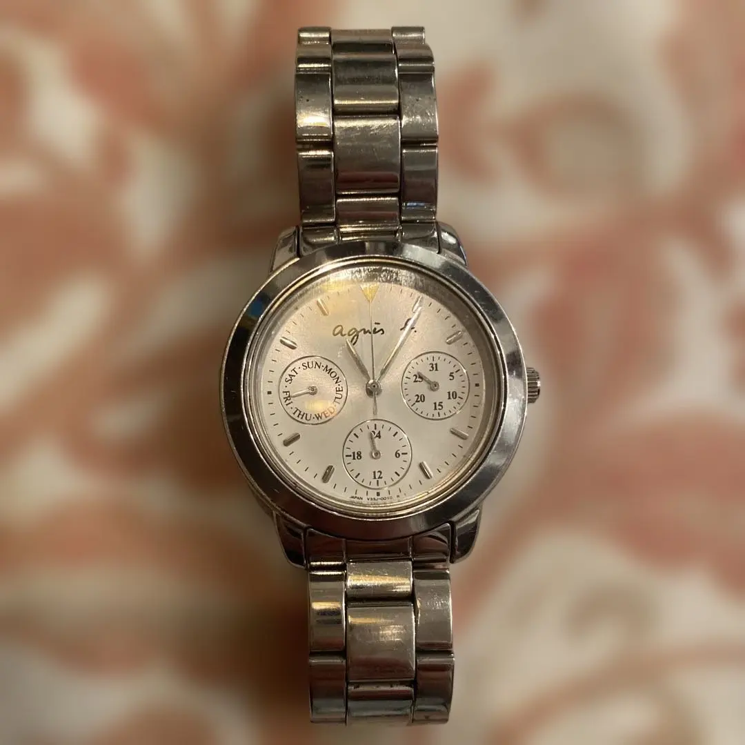 Thumbnail of agnès b. wristwatch, silver, white, working