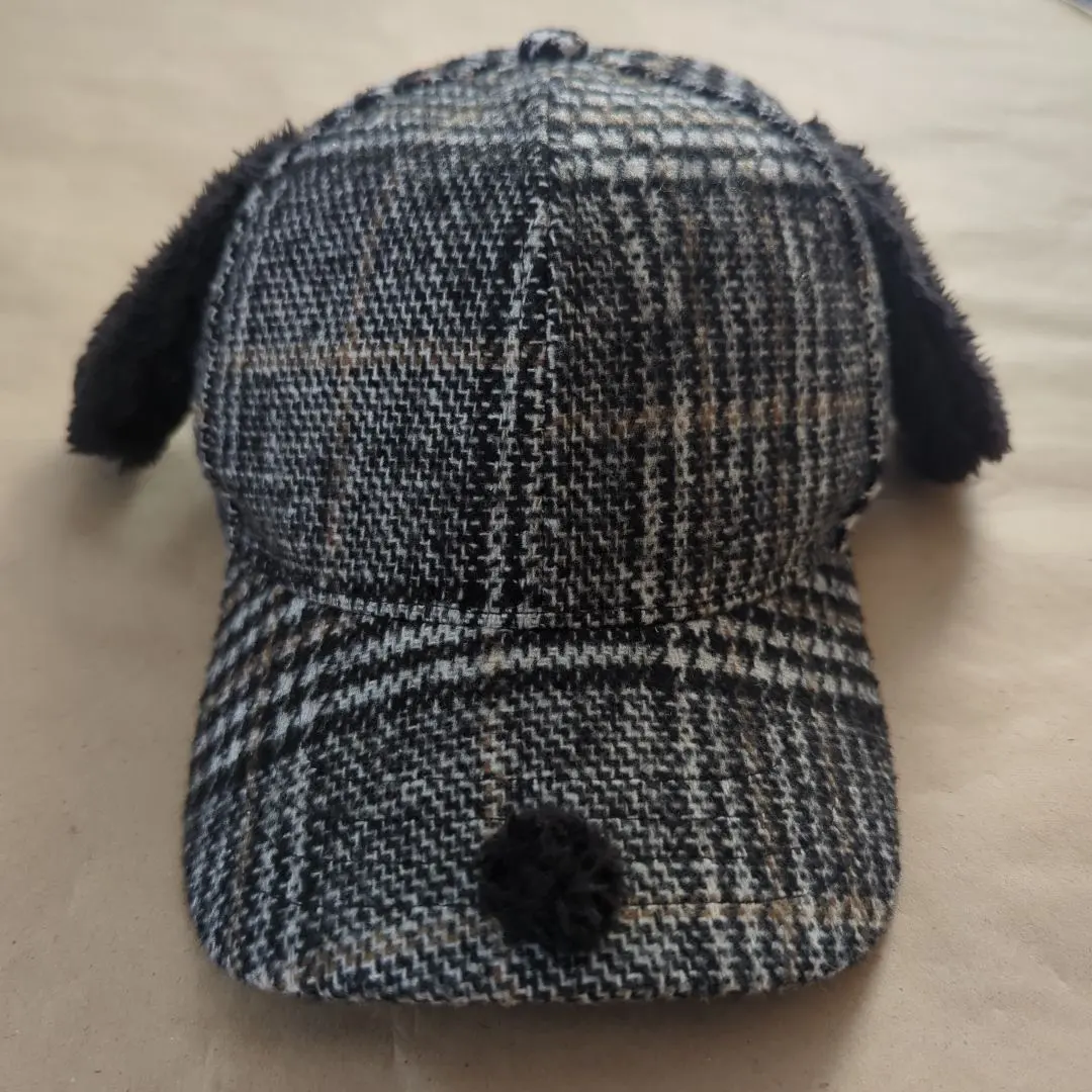 Thumbnail of USJ Snoopy Checkered Cap with Ears, Free Size, Cute and Fluffy