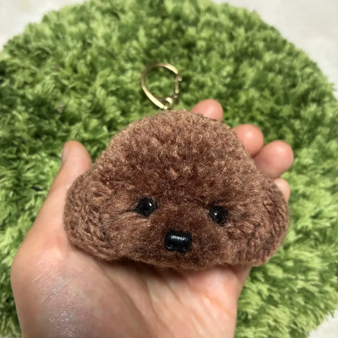 Thumbnail of ＊Toy Poodle with Sparkling Eyes, Crying Baby - Yarn Keychain＊ Red, Dark Brown