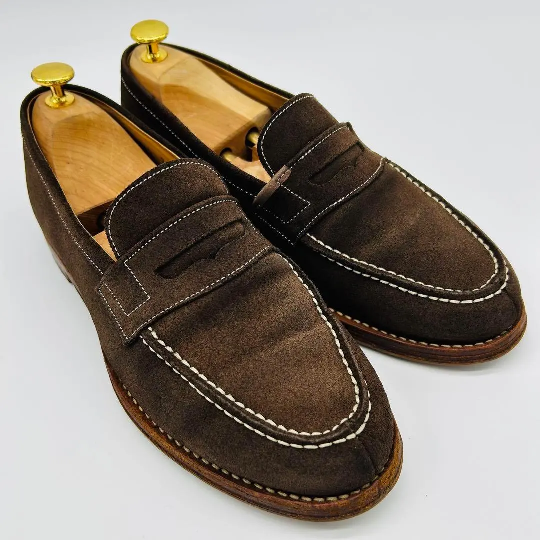 Thumbnail of Jalan Sriwijaya Coin Loafers 25.5cm Brown Suede Leather Shoes