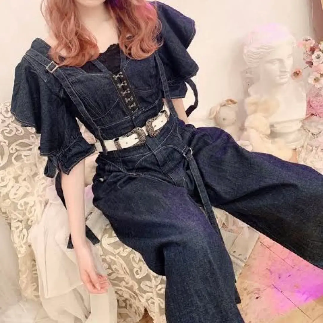 rurumu: デニム ビスチェ パンツ セットアップ デニムビスチェセットアップ - FUN OnlineStore