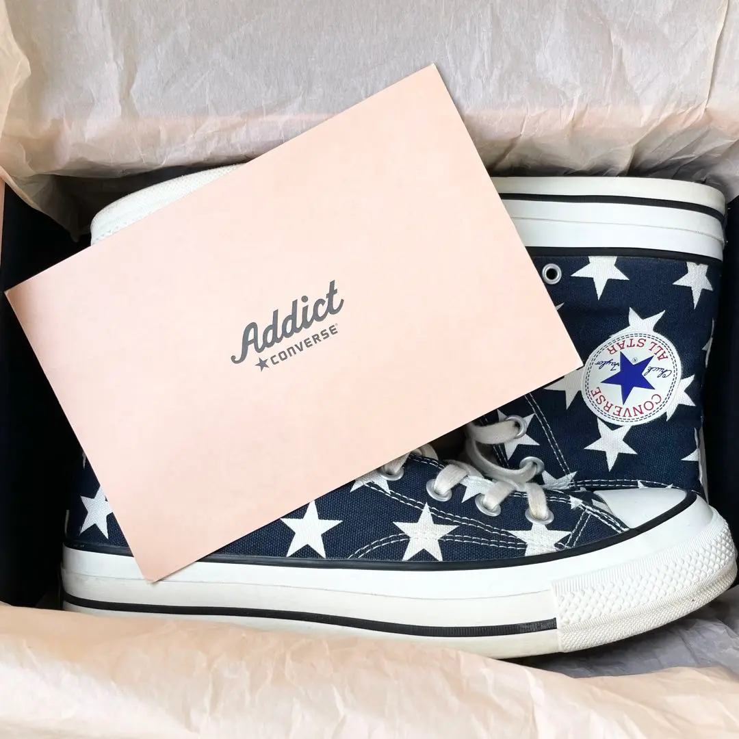 Converse Addict チャックテイラー 27cm 星柄 コンバース コンバース アディクト“モノトーンの星条旗柄”スニーカー、大胆