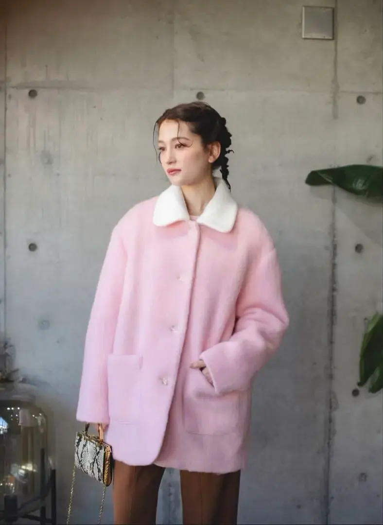 【新品未使用】MAKE AI ファー付ウールコート 新品未使用】極美品 ファー付コート