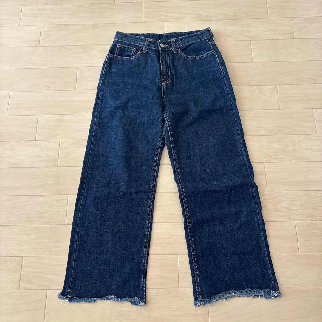Thumbnail of Dark blue wide leg denim, size S
