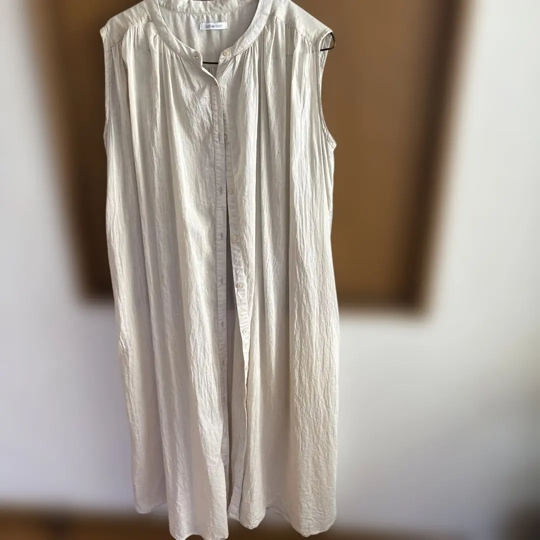 Thumbnail of Sleeveless shirt dress, beige