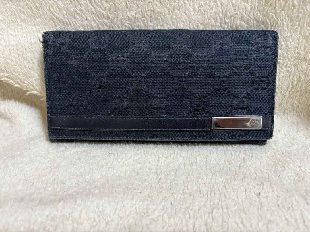 【特賣‼️】【良品！】GUCCI 黑色帆布長款錢包 的縮圖
