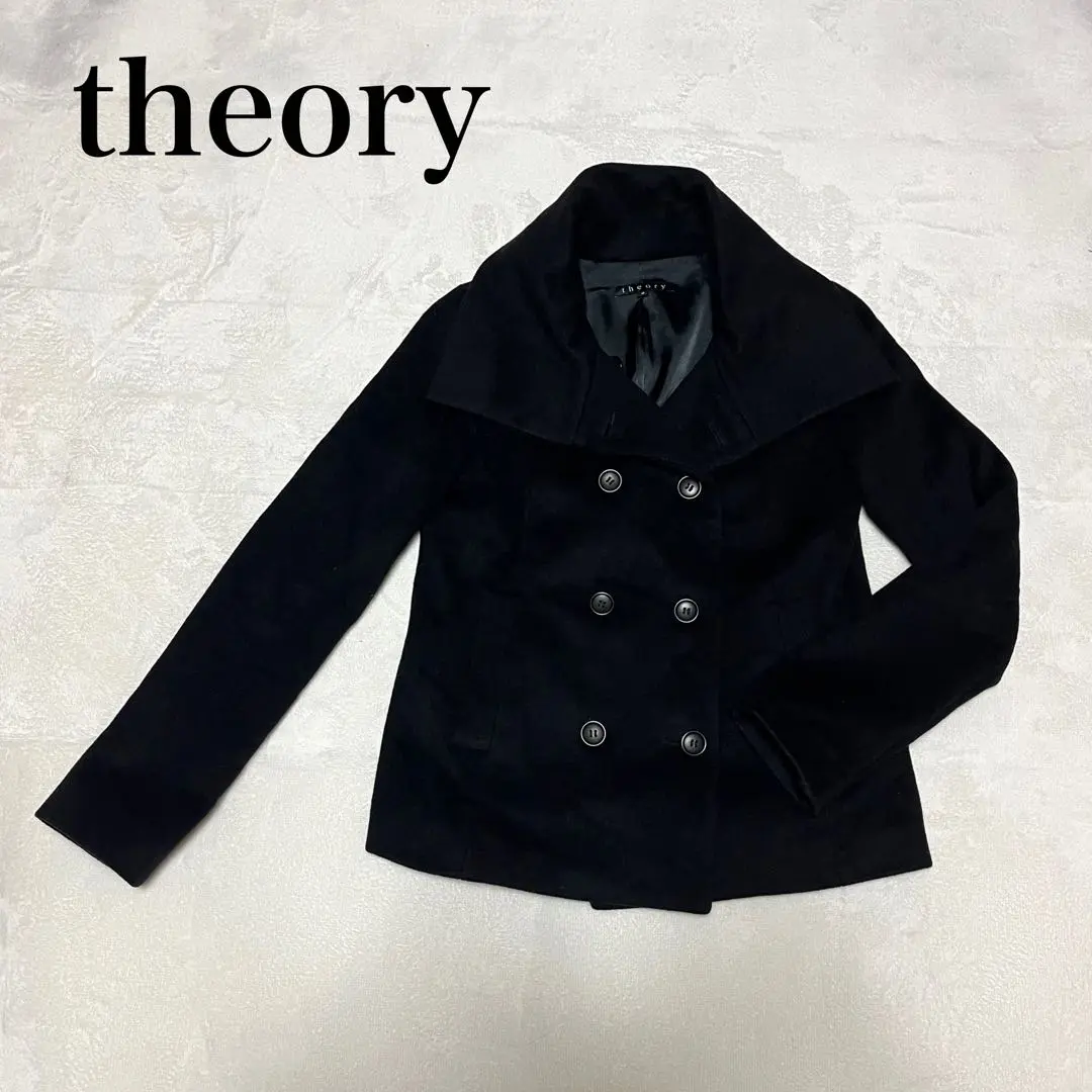 未使用級美品✨　theory カシミヤ　コート　ロング　ピーコート　ダブル　黒 2025年最新】theory カラー：ブラック系 ピーコート・ウール