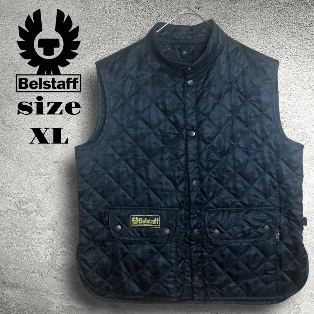 Belstaff ダウンベスト 黒 キルティング44(S) イタリア製 Belstaffベルスタッフ スタンドカラー VALTHERM