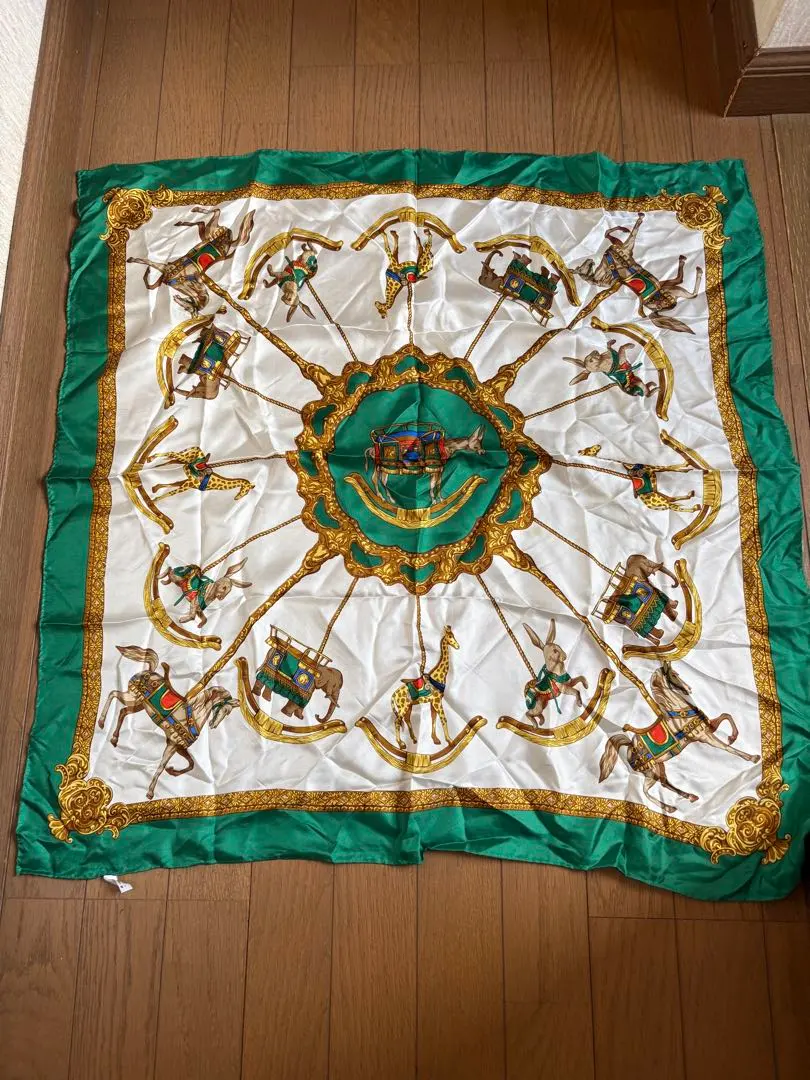 Thumbnail of Silk scarf with a knight and horse design