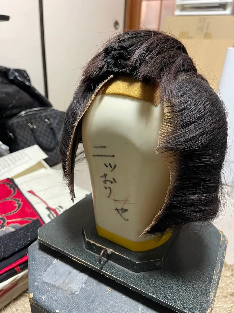 辰巳7号サイズ(編み無しタイプ)夜会巻き、中古舞踊かつら、大衆演劇かつら、簪付き 辰巳7号サイズ、一つ縛り、中古舞踊かつら、日本髪かつら、大衆