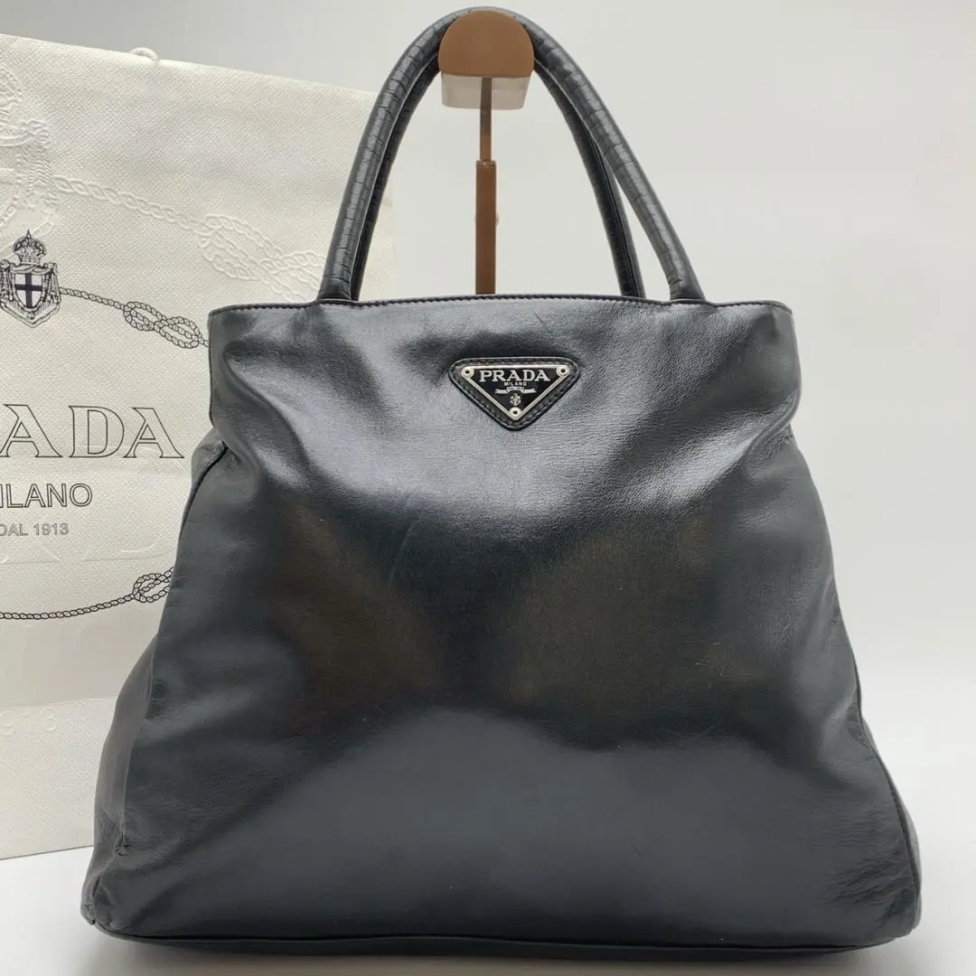 Thumbnail of Prada Nappa Leather All Full Leather Handbag Tote Shoulder Black