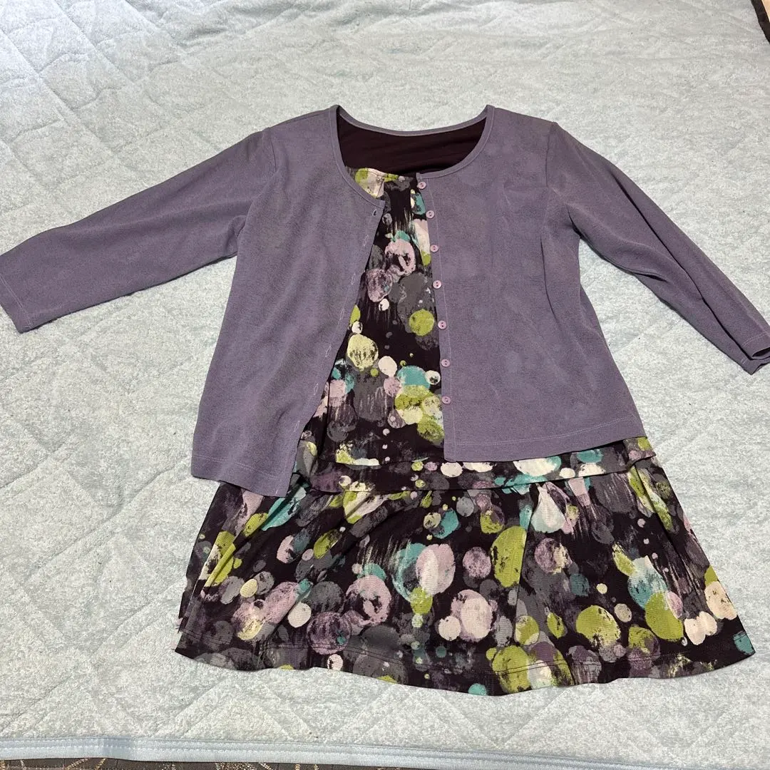 Thumbnail of Purple Five-Sleeve Cardigan and Tunic Set