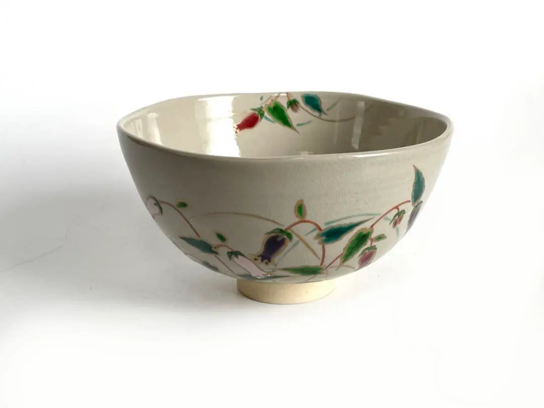 陶芸家　森岡嘉祥　蛍袋絵　茶碗　抹茶碗　色絵　共箱 m18567377858_1.jpg?1729685993