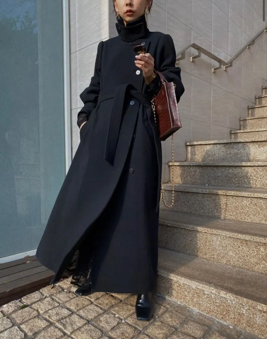 新品タグ付きアメリ POOFY FLARE LONG COAT アメリヴィンテージ POOFY FLARE LONG COAT ロングコート