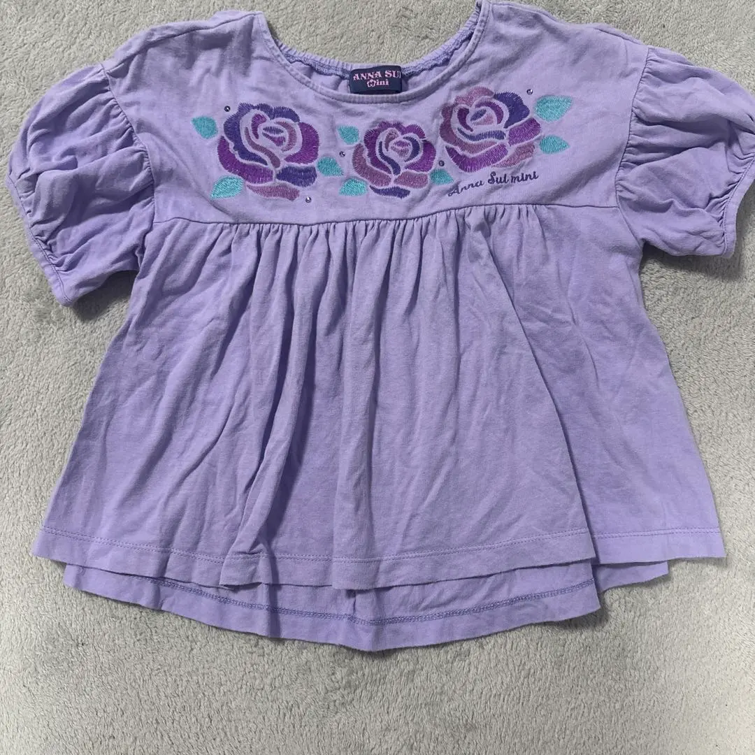 Thumbnail of Purple Rose Embroidery Puff Sleeve Tunic 110cm