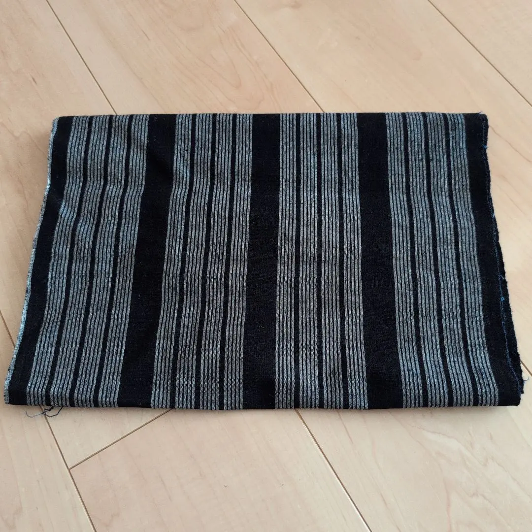 Thumbnail of Antique Fabric Striped Navy Scrap Cotton 150 x 33cm