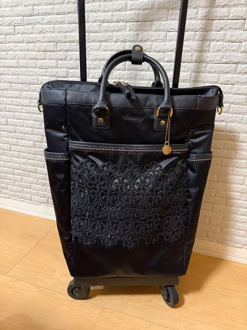 未使用Swany 近江レースブラック刺繍 ウォーキングバッグ 未使用Swany 近江レースブラック刺繍 ウォーキングバッグ バッグ