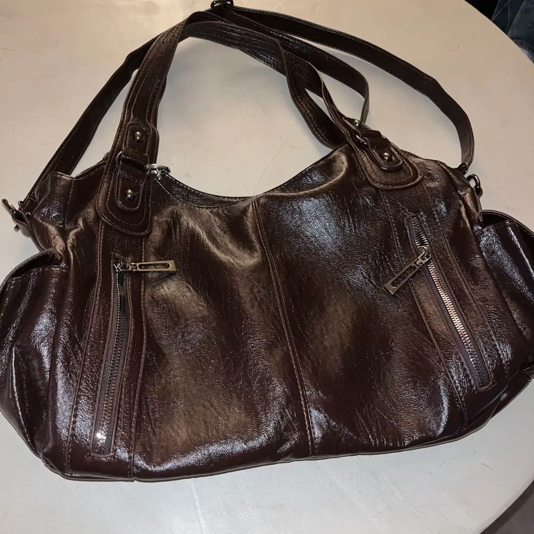 Thumbnail of Y2K faux leather shoulder bag, brown