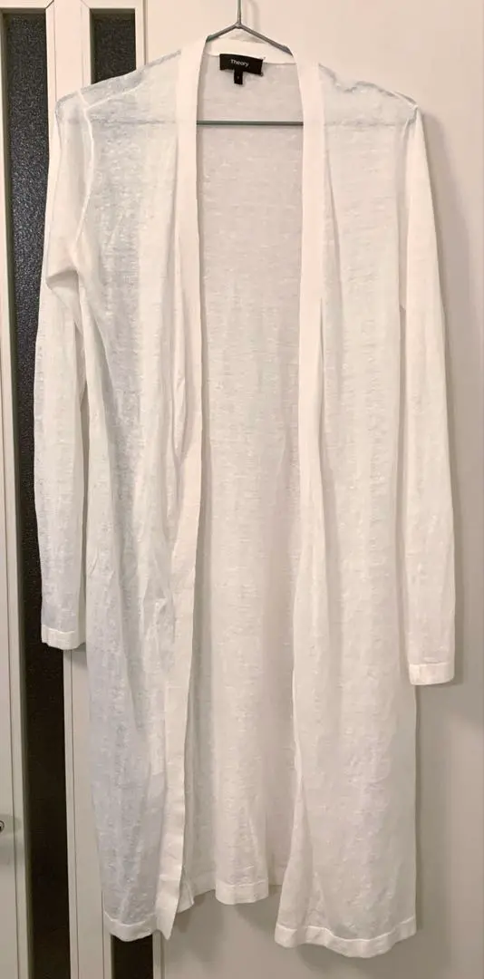 Thumbnail of Theory Linen Long Cardigan White Women's Long Sleeve Outerwear Cardigan