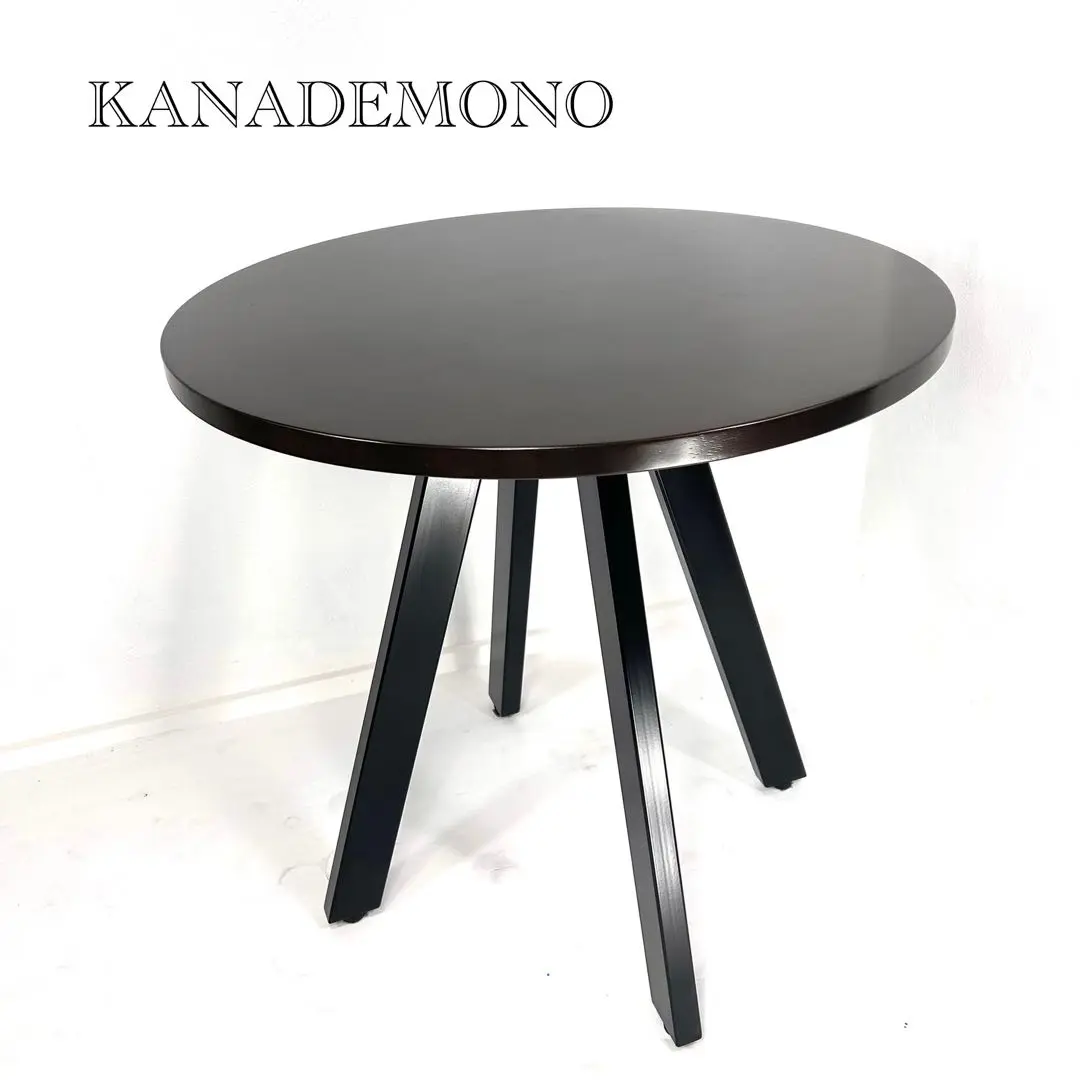 KANADEMONO カフェテーブル リノリウム天板 × スチール脚　φ70cm THE CAFE TABLE / リノリウム Black Steel トライアングル 3pin