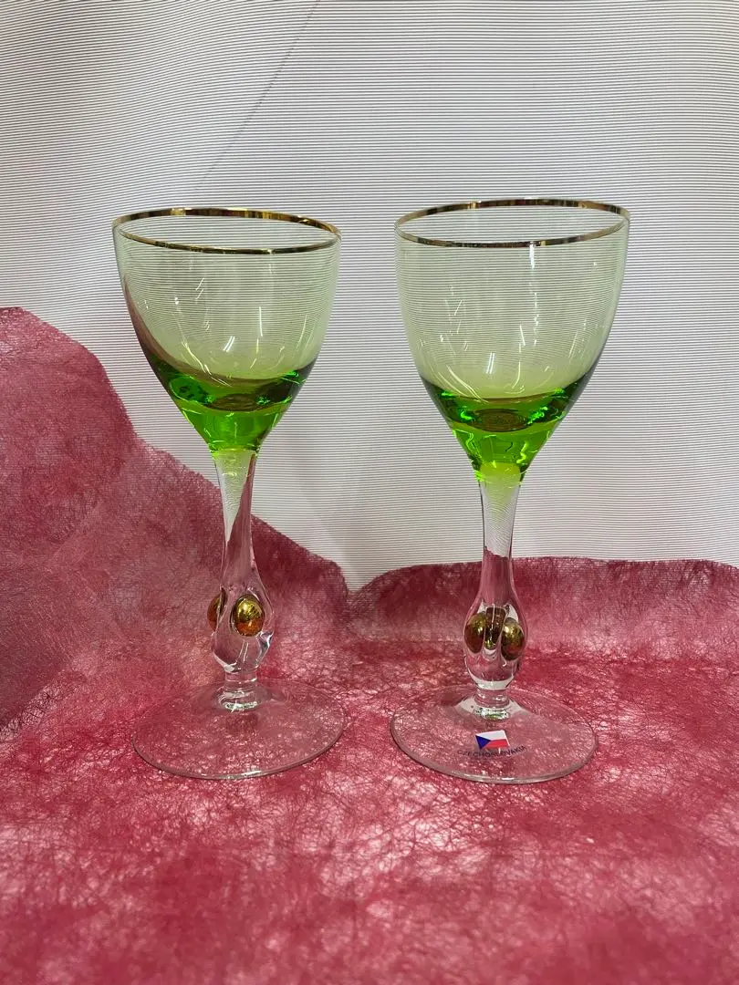 Thumbnail of Czech-made wine glasses, pair