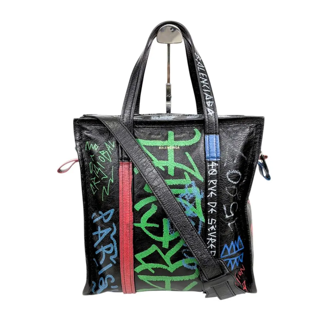 バレンシアガ バザールショッパーＳ ブラック×ブルー【sale】 バレンシアガ バザールショッパーバッグ XXS かんだま