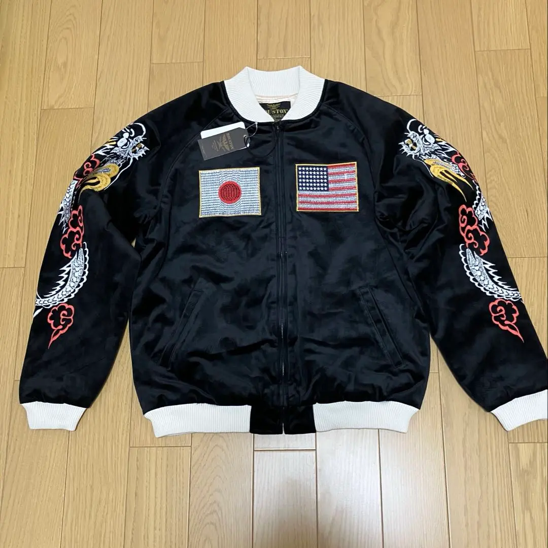 HOUSTON 別珍スカジャン NATIONAL FLAG BK XL HOUSTON 別珍スカジャン NATIONAL FLAG BK XL