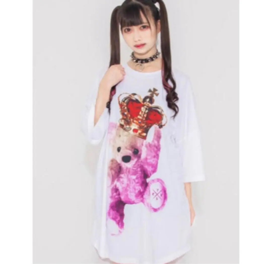 トラバストーキョー　クマ、スカルビッグプリントオーバーサイズ半袖Tシャツ（F） トラバストーキョー クマ、スカルビッグプリントオーバーサイズ
