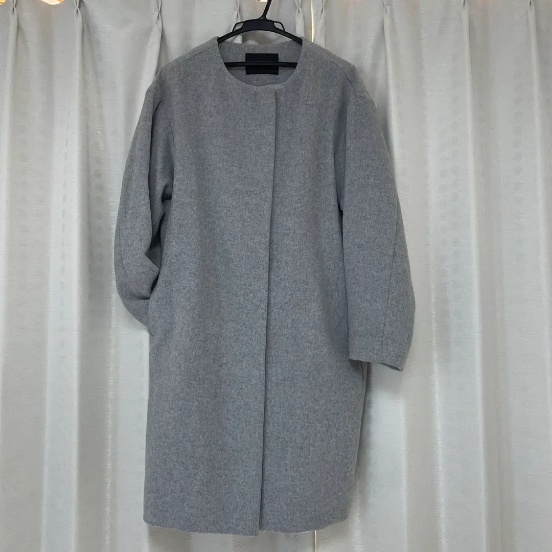 Thumbnail of No-collar cocoon coat, gray, F size