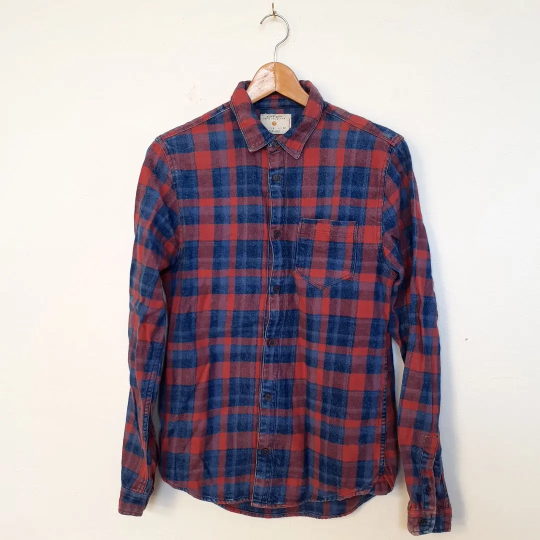Thumbnail of ZARA MAN Men's Denim Shirt Flannel Shirt Long Sleeve Check