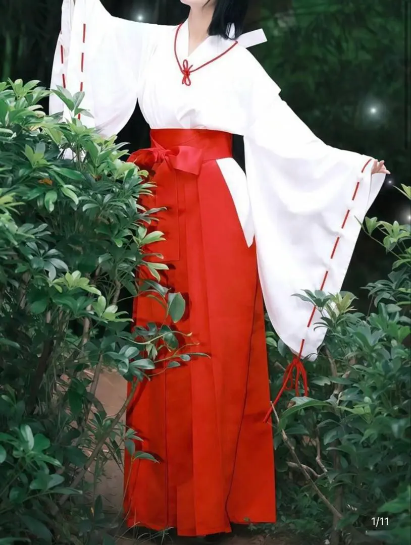 いぬやしゃ 犬夜叉風 KAGURA 神 着物 舞台衣装コスプレ衣装ウィッグ 扇子アニメ ゲーム コスチューム パーティーグッズ イベント ハロウィン仮装 : [Sanjucos] 犬夜叉 神楽 コスプレ衣装+髪飾り 着物風