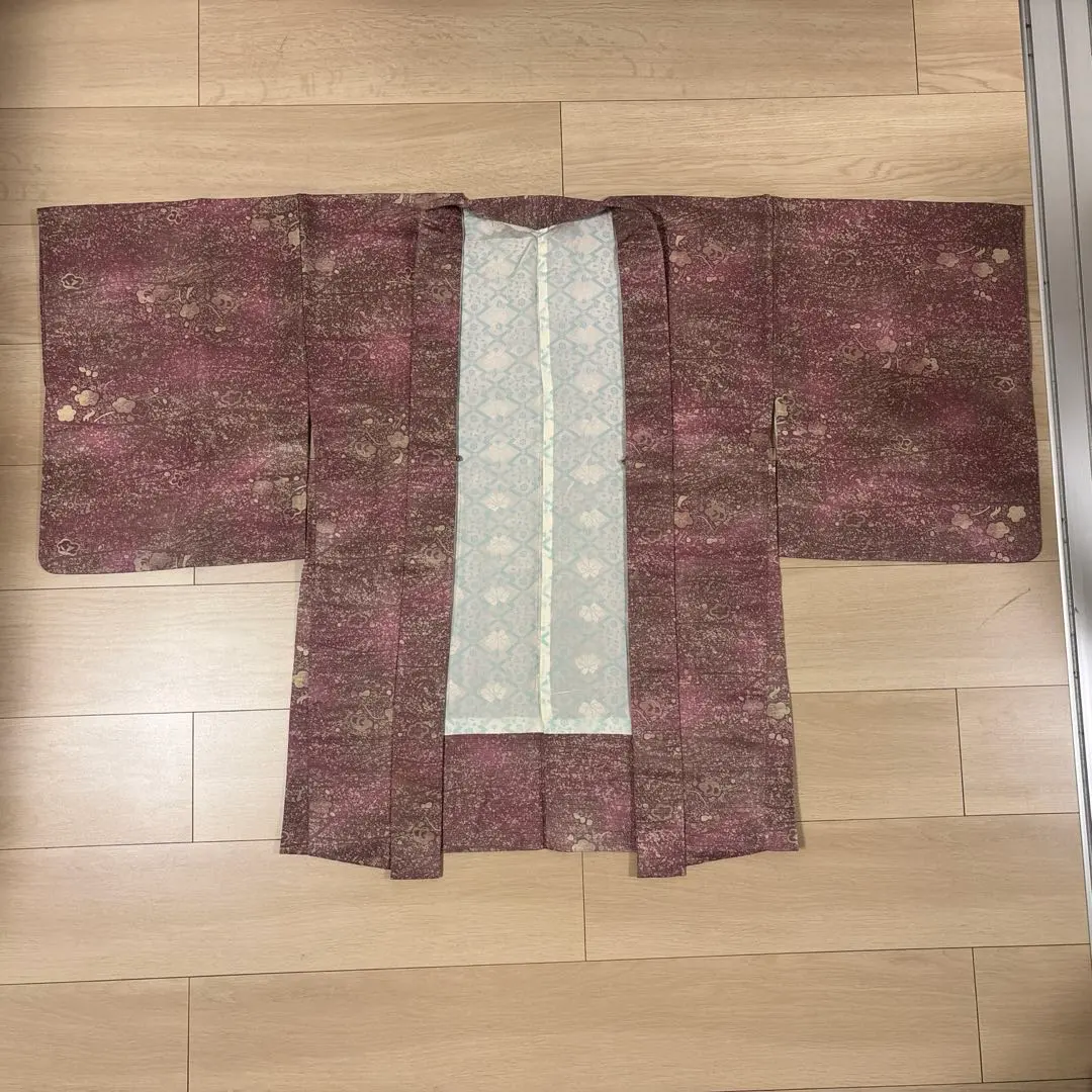 女士 花紋 和服 外套 灰粉色 的縮圖