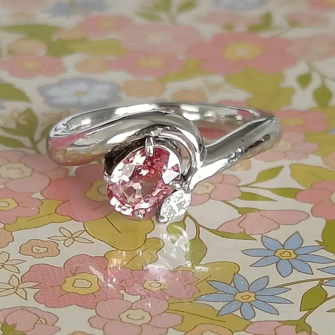 お値下げ！大粒パパラチアサファイア1.225ct Pt900 中宝研鑑別