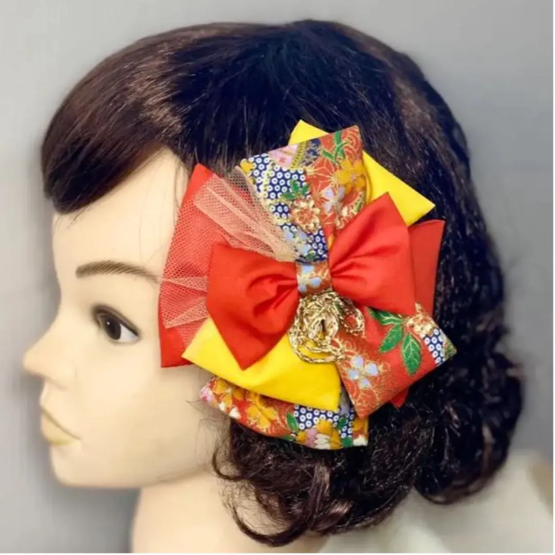 Thumbnail of Orange Graduation Ceremony Shichi-Go-San (Children's Festival) Orange Ribbon Hair Ornament Yukata (Summer Kimono) Graduation Ceremony Entrance Ceremony Hakama Hair Ornament