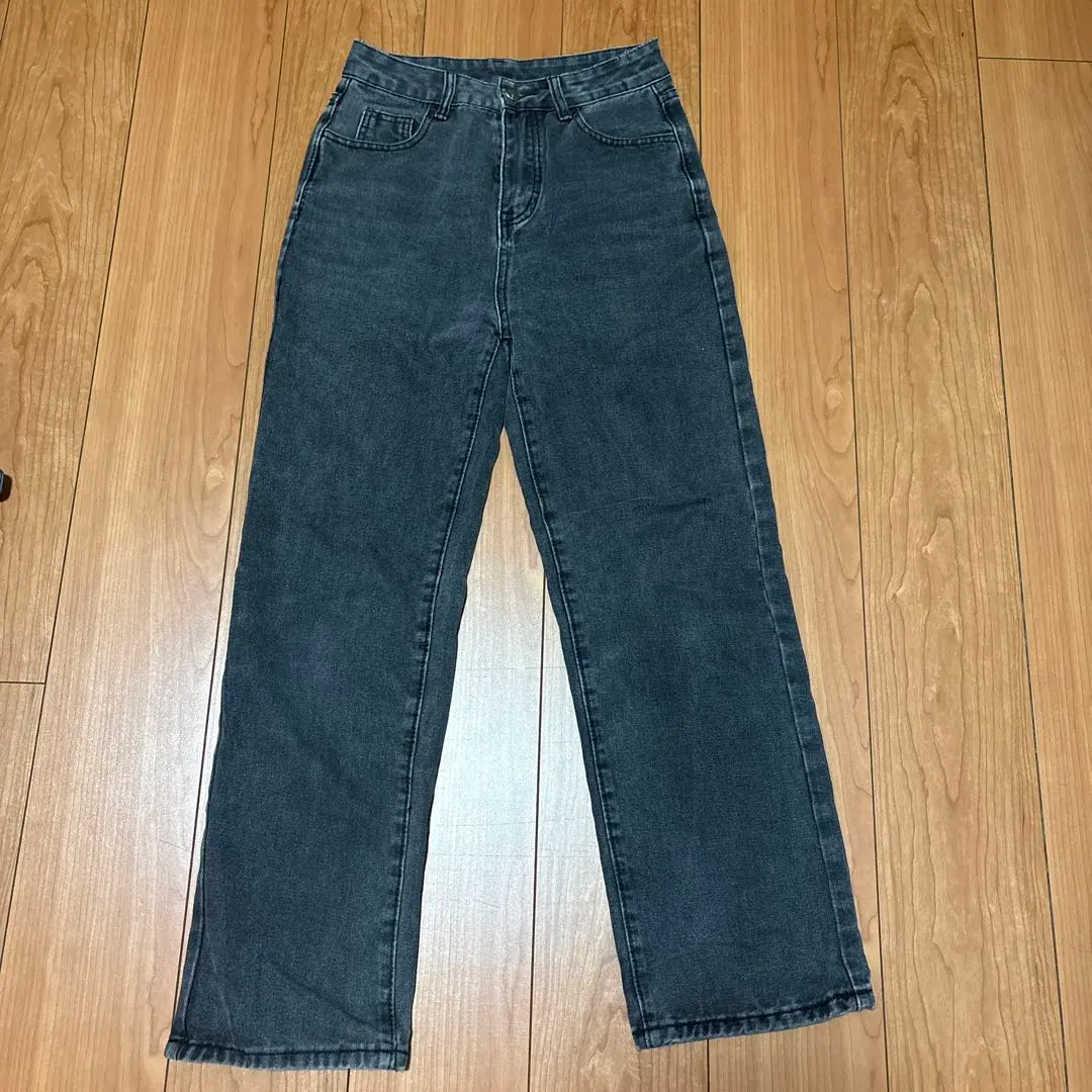Thumbnail of Dark gray wide leg denim pants