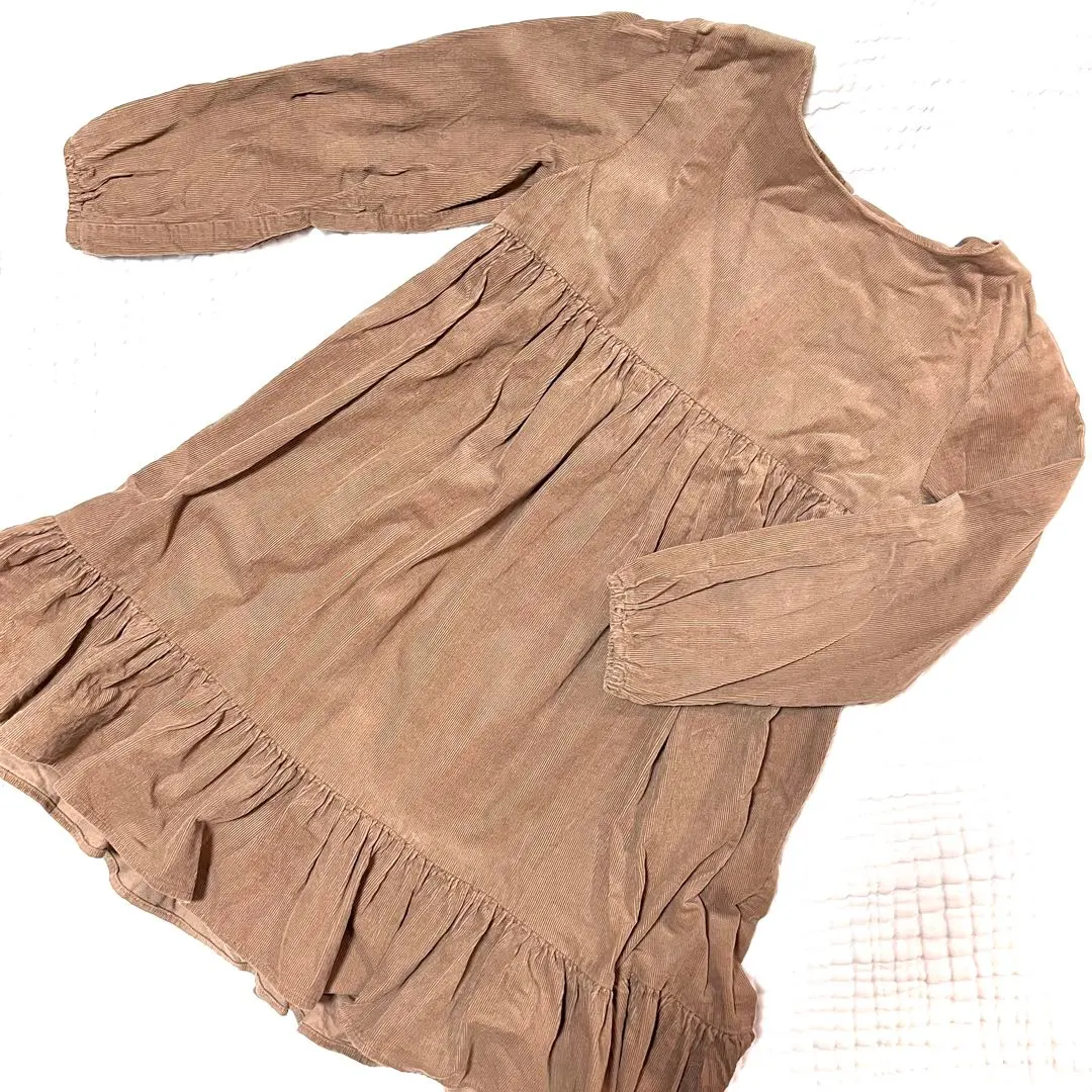 Thumbnail of Beige Frill Design 3/4 Sleeve Dress 120